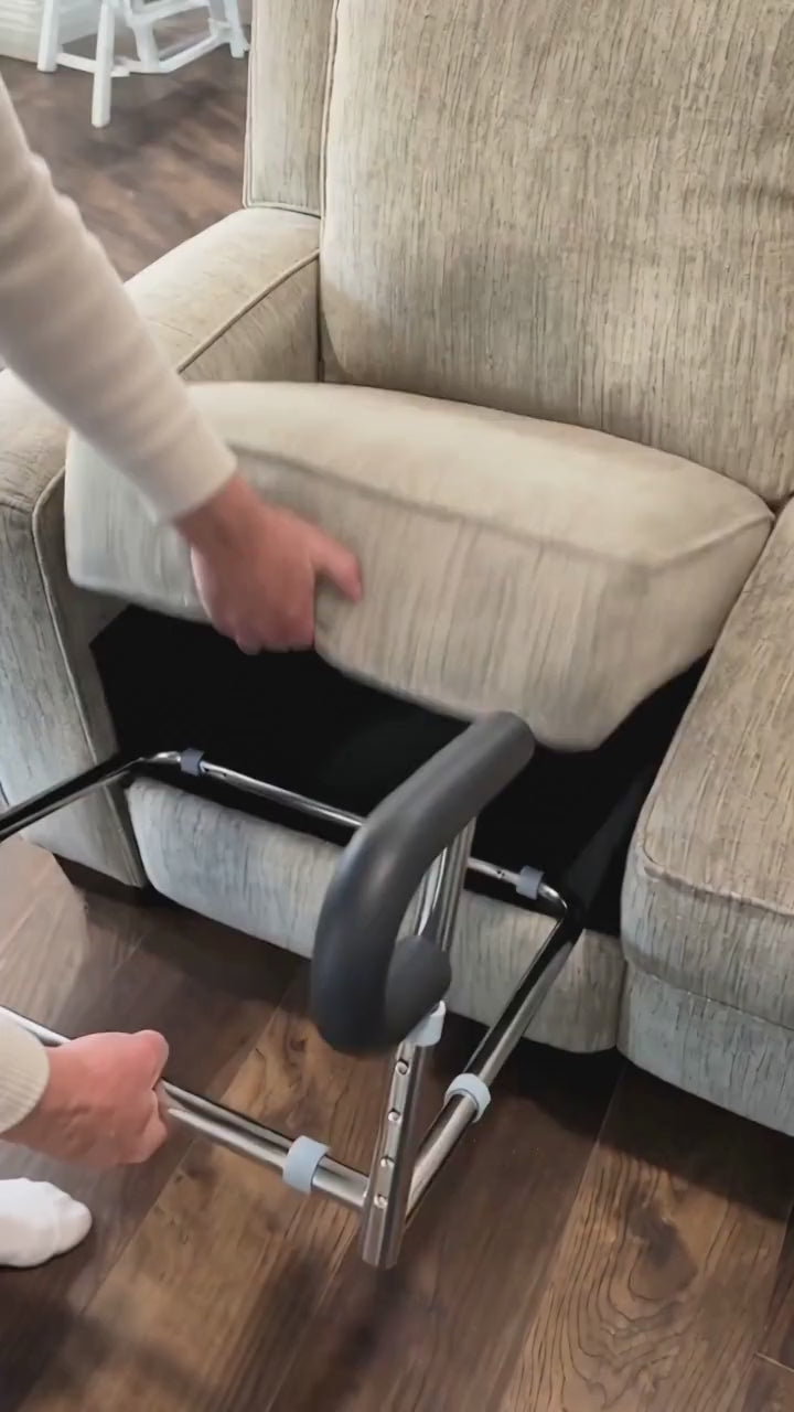Setting it up: sliding the frame under the cushion